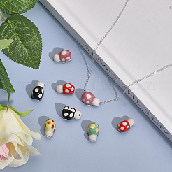 10Pcs 5 Colors Handmade Printed Porcelain Beads&nbsp;PORC-CA0001-12