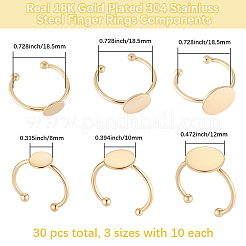 30Pcs 3 Styles Adjustable 304 Stainless Steel Finger Rings Components&nbsp;STAS-BBC0007-95G