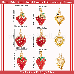 6Pcs 3 Style Brass Enamel Pendants&nbsp;KK-BBC0019-49