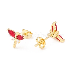 Brass Micro Pave Cubic Zirconia Stud Earring&nbsp;EJEW-C021-05G