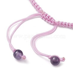 Natural Amethyst Rondelle Braided Bead Bracelets&nbsp;BJEW-TA00492-01