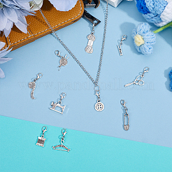 40Pcs 10 Styles Sewing-themed Alloy Pendant Decorations&nbsp;HJEW-GO00254