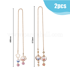 2Pcs 2 Style Lucky Cat Car Charm Porcelain Figurine Hanging Pendant Decorations&nbsp;HJEW-DC0001-05