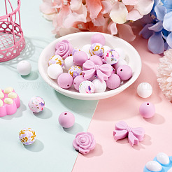 34Pcs 6 Styles Silicone Beads&nbsp;SIL-TA0003-51A