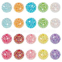 20Pcs 10 Colors AB Color Plated Acrylic Rhinestone Beads&nbsp;OACR-PH0004-01