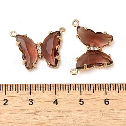 Brass Pave Faceted Glass Connector Charms&nbsp;FIND-Z020-03I