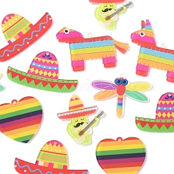 12Pcs 6 Styles Rainbow Color Printed Acrylic Pendants Sets&nbsp;OACR-FS0002-10