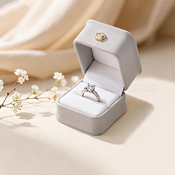 2Pcs Square PU Leather Ring Gift Boxes&nbsp;LBOX-CL0001-06