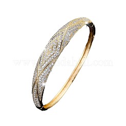 Rhombus Pattern Brass Micro Pave Clear Cubic Zirconia Hinged Bangles for Women&nbsp;FS-WGDF3F0-01