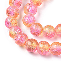 Two-Tone Crackle Baking Paint Transparent Glass Beads Strands&nbsp;CCG-T004-8mm-07