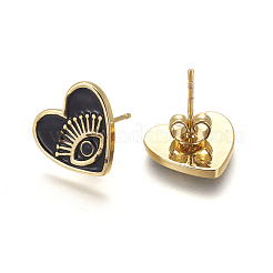 Brass Enamel Stud Earrings&nbsp;EJEW-L224-42G