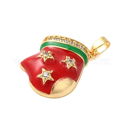 Christmas Theme Rack Plating Brass Cubic Zirconia Pendants&nbsp;KK-K385-119G-03