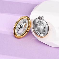 304 Stainless Steel Two Tone Oval Stud Earrings for Women&nbsp;LS-EJEW-A136-01A-GP