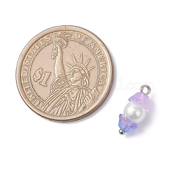 Baking Paint Pearlized Glass Imitation Pearl Pendants&nbsp;PALLOY-JF04300-01
