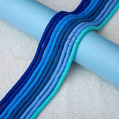 10 Strands 5 Colors Flat Round Handmade Polymer Clay Beads&nbsp;CLAY-SZ0002-02D