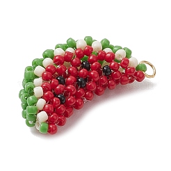 Handmade Glass Seed Beaded Watermelon Pendants&nbsp;PALLOY-MZ00395