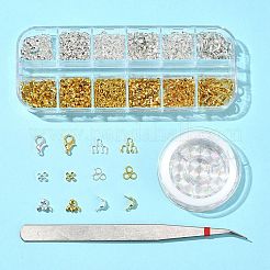 Brass and Iron Beeds with Strong Stretchy Beading Elastic Thread and Iron Beading Tweezers&nbsp;DIY-FS0005-74