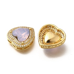 Heart Brass Glass Beads&nbsp;KK-Q043-27G