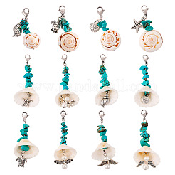 Shell & Synthetic Turquoise Pendant Deocration&nbsp;HJEW-TAC0057