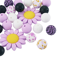 1Set Sunflower & Round Silicone Focal Beads&nbsp;SIL-TA0003-25A