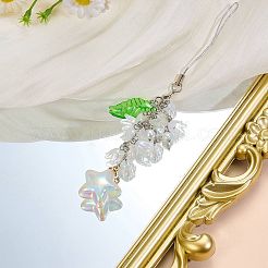 Brass & Acrylic & Glass Mobile Straps&nbsp;HJEW-SW00167-06