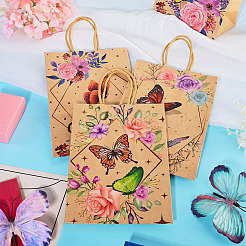 15Pcs 3 Styles Flower Butterfly Pattern Kraft Paper Bags&nbsp;CARB-TA0001-17