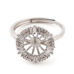 925 Sterling Silver Micro Pave Cubic Zirconia Design Ring Mounts Fittings with Pearl Seat&nbsp;STER-B003-12P