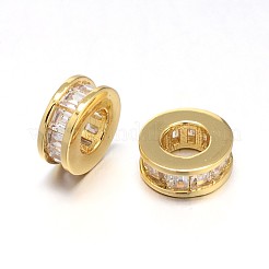 Brass Micro Pave Cubic Zirconia Large Hole European Beads&nbsp;ZIRC-M071-07-NR