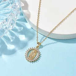 Brass Micro Pave Clear Cubic Zirconia Pendant Necklaces&nbsp;NJEW-JN04798