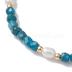 Natural Apatite & Cultured Freshwater Pearl Beads Stretch Bracelets for Women&nbsp;BJEW-JB12734-02