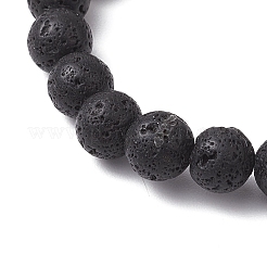 Natural Amethyst & Lava Rock Round Beaded Stretch Bracelets for Women&nbsp;BJEW-JB10797-01