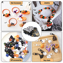 40Pcs 4 Styles Halloween Theme Spider Bat Skull Printed Organza Drawstring Bags&nbsp;ABAG-TA0002-03