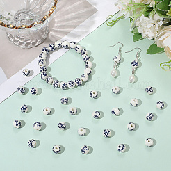 80Pcs Floral Printed Porcelain Beads&nbsp;PORC-SC0001-17