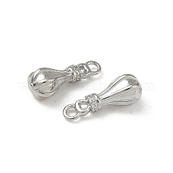Brass Micro Pave Clear Cubic Zirconia Grooved Charms&nbsp;KK-A280-12P