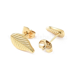 Ion Plating(IP) 304 Stainless Steel Leaf Stud Earrings for Women&nbsp;EJEW-I285-10G