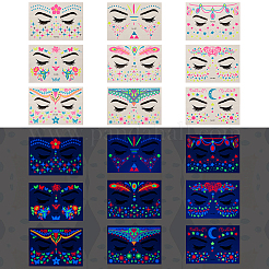 9 Sheets 9 Style Creative Fluorescent Face Tattoo Paper Stickers&nbsp;STIC-TA0002-01