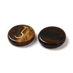 13Pcs Flat Round Natural Tiger Eye Rune Stones&nbsp;G-K335-08D