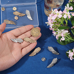 6 Pairs 2 Styles  Alloy Wing Brooch for Backpack Clothes&nbsp;JEWB-CA0001-76
