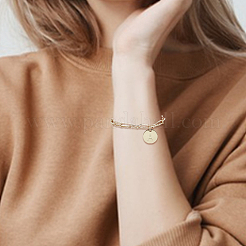 1Pc Brass Paperclip & Satellite Chains Double Layer Multi-strand Bracelet with Initial Letter A Charms for Women&nbsp;BJEW-AN0001-01