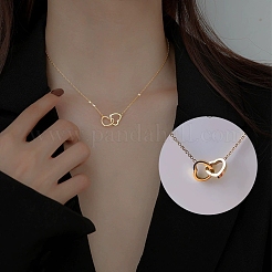 304 Stainless Steel Interlocking Double Heart Pendant Necklaces for Women&nbsp;FS-WG0D883-01