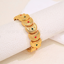 Exotic Embossed Texture Crescent Moon Brass Rhinestone Cuff Bangle with Clasps for Women&nbsp;OM4527