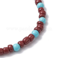 Natural Magnesite Beads & Glass Seed Beads Stretch Bracelets for Men Women&nbsp;BJEW-JB11833-02