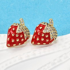 Brass Micro Pave Clear Cubic Zirconia Stud Earrings&nbsp;EJEW-G430-01G