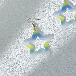 Alloy Acrylic Star Dangle Earrings for Women&nbsp;WG7A8ED-01