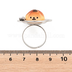 Afternoon Tea Resin & Plastic Adjustable Finger Rings for Women&nbsp;RJEW-K317-01D