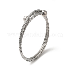 Non-Tarnish 304 Stainless Steel Double Layer Wrap Bangles&nbsp;BJEW-P310-02A-P