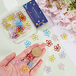 48Pcs 6 Colors Hollow Spray Painted Alloy Pendants&nbsp;FIND-SC0012-26