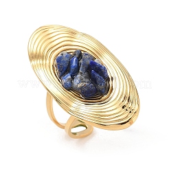 Natural Lapis Lazuli Beads with 304 Stainless Steel Cuff Rings&nbsp;RJEW-Q017-01G-B