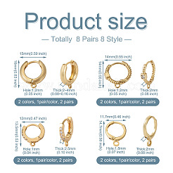 8 Pairs 8 Style Brass Hoop Earrings&nbsp;EJEW-PJ0001-05