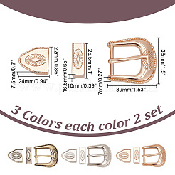 6 Sets 3 Colors Belt Alloy Buckle Sets&nbsp;FIND-WR0011-10